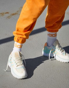 Светлые кроссовки с оранжевой и голубой отделкой adidas Originals ZX Wavian-Разноцветный