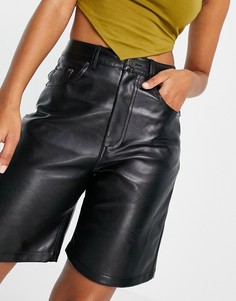 Черные винтажные шорты из искусственной кожи ASOS DESIGN-Черный цвет