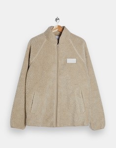 Светло-бежевая флисовая куртка Topman-Белый