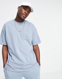 Голубая выбеленная oversized-футболка от комплекта New Look-Голубой