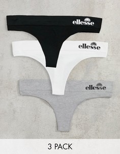 Набор из 3 бесшовных стрингов в рубчик черного, серого и белого цветов ellesse-Черный цвет