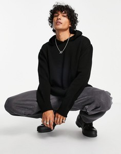 Черный oversized-худи из материала фактурной вязки ASOS DESIGN-Черный цвет