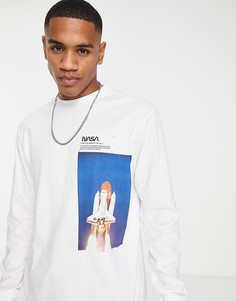 Белый лонгслив с принтом "NASA" River Island