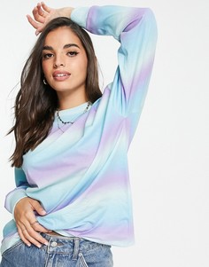Oversized-лонгслив в полоску с эффектом омбре ASOS DESIGN-Голубой