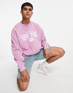 Фиолетовый окрашенный свитшот с принтом «New York» New Look-Фиолетовый цвет