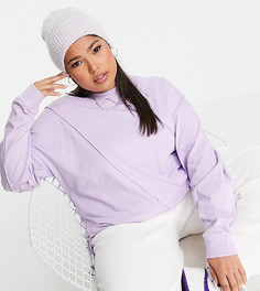 Сиреневый oversized-лонгслив с наружными швами ASOS DESIGN Curve-Фиолетовый цвет