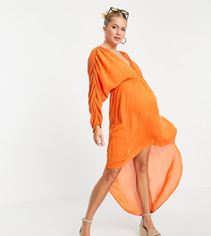 Оранжевое пляжное платье с глубоким вырезом спереди ASOS DESIGN Maternity-Оранжевый цвет