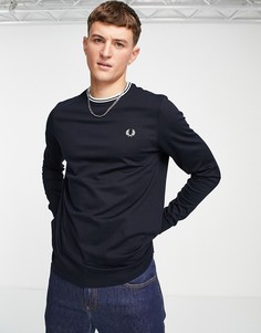 Темно-синий лонгслив с двойным кантом Fred Perry