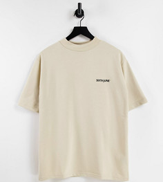 Бежевая базовая футболка Sixth June-Светло-бежевый цвет