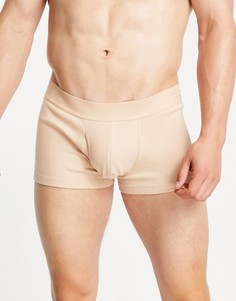 Бежевые боксеры-брифы в рубчик ASOS DESIGN-Коричневый цвет