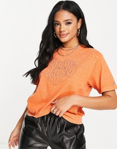 Оранжевая футболка с логотипом в виде сердца Tommy Jeans-Оранжевый цвет