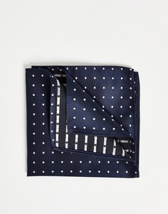 Темно-синий платок в горошек для нагрудного кармана French Connection