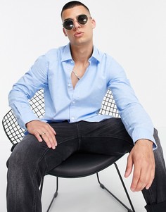 Рубашка с длинными рукавами BOSS Business Lukas-Голубой
