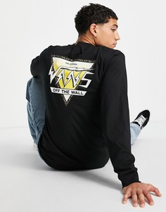 Черный лонгслив с фирменным треугольным принтом в форме молний на спине Vans-Черный цвет
