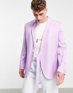 Двубортный атласный блейзер пастельного оттенка с узким ремешком ASOS DESIGN-Белый
