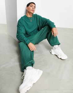 Свободные темно-зеленые джоггеры из вафельного трикотажа (от комплекта) ASOS DESIGN-Зеленый цвет