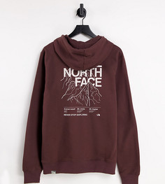 Худи бордового цвета с контурным принтом гор The North Face Mountain Outline – эксклюзивно для ASOS-Красный
