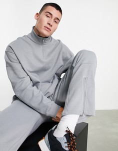 Серый oversized-свитшот на короткой молнии от комплекта ASOS DESIGN