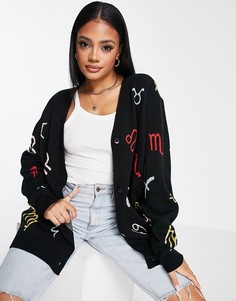 Oversized-кардиган с принтом в виде звезд ASOS DESIGN-Черный цвет