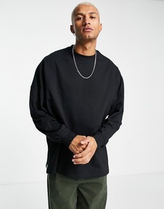 Черный лонгслив в стиле extreme oversized с пышными рукавами ASOS DESIGN-Серый