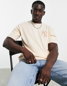 Кремовая oversized-футболка с символикой команды "New York Yankees" New Era-Розовый цвет