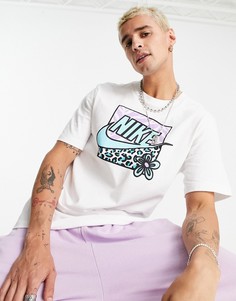 Белая футболка с логотипом с леопардовым принтом Nike-Белый