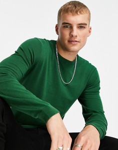 Зеленый вязаный хлопковый джемпер ASOS DESIGN-Зеленый цвет