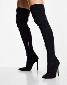 Черные ботфорты на каблуках ASOS DESIGN Koko-Черный цвет