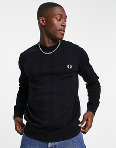 Черный джемпер с круглым вырезом и узором «косы» Fred Perry-Черный цвет