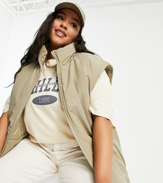 Светло-бежевый дутый oversized-жилет ASOS DESIGN Curve-Черный цвет