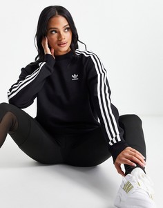 Черный свитшот с тремя полосками adidas Originals Adicolor-Черный цвет