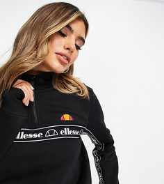 Черный свитшот с горловиной на молнии и фирменной окантовкой ellesse-Черный цвет