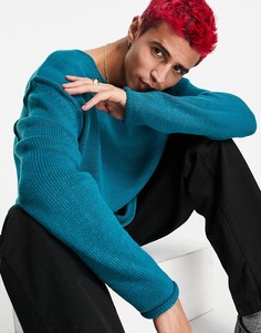 Сине-зеленый фактурный oversized-джемпер ASOS DESIGN-Зеленый цвет