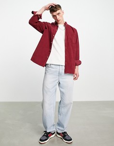 Бордовая вельветовая oversized-рубашка в стиле 90-х ASOS DESIGN-Красный
