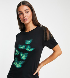 Черная футболка с фотопринтом бабочек ASOS DESIGN Tall-Черный цвет