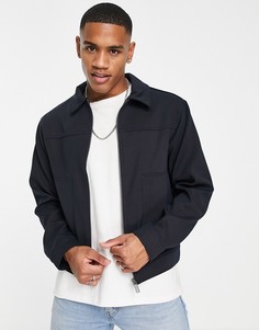 Темно-синяя куртка в рабочем стиле из трикотажа понте River Island-Темно-синий