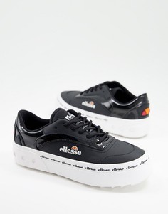 Черные кожаные кроссовки в стиле ретро на плоской подошве ellesse alzina-Черный цвет