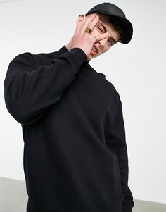 Черный oversize-свитшот с высоким воротником ASOS DESIGN-Черный цвет