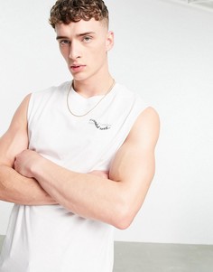 Белая майка с принтом Bershka-Белый