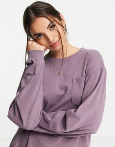 Oversized-топ выбеленного фиолетового цвета с карманом ASOS DESIGN-Зеленый цвет