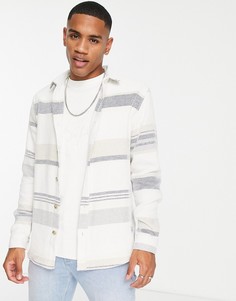 Полосатая рубашка из твила цвета экрю River Island-Белый