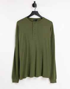 Oversized-лонгслив в рубчик цвета хаки ASOS DESIGN-Зеленый цвет