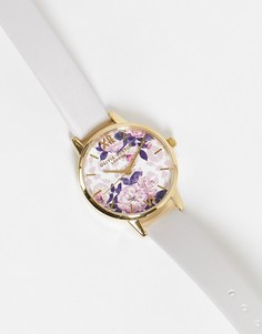 Часы с сиреневым ремешком и цветочным рисунком на циферблате Olivia Burton-Фиолетовый цвет