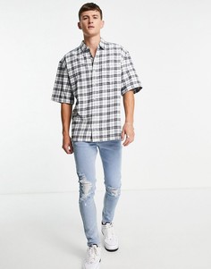 Светлая oversized-рубашка в клетку Topman-Белый