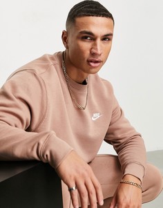 Флисовый свитшот цвета пустынной пыли Nike Club-Нейтральный