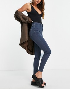 Зауженные джинсы цвета индиго с завышенной талией River Island Kaia-Серый