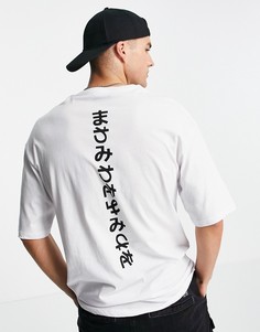 Белая oversized-футболка с надписью на японском языке Jack & Jones Originals-Белый