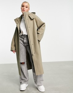 Oversized-парка светлого цвета хаки ASOS DESIGN-Светло-бежевый цвет