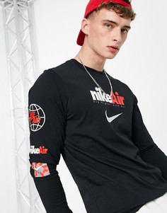 Черный лонгслив с принтом на рукавах Nike Air-Черный цвет