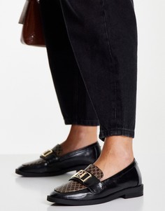 Черные лоферы с фирменной монограммой River Island-Черный цвет